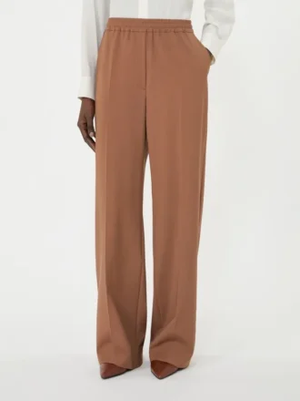 Pantalon en pure laine, couleur tabac