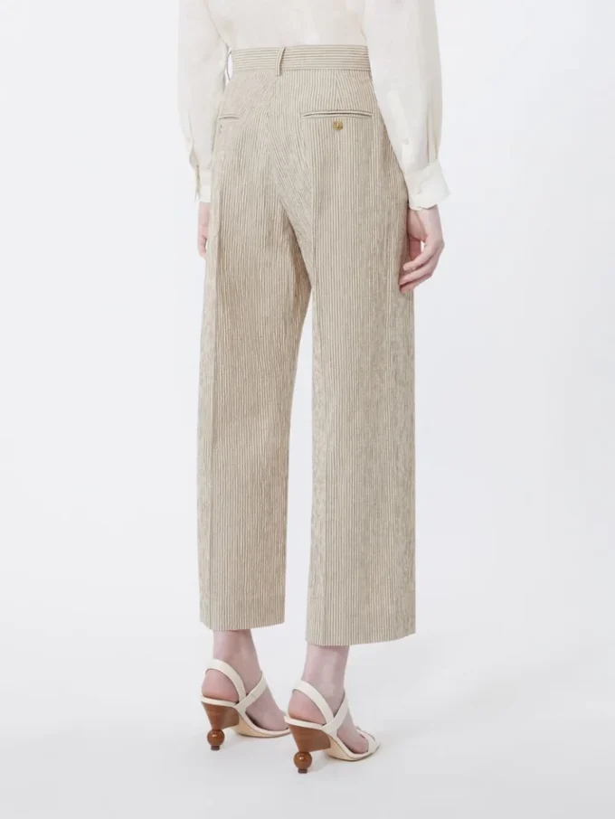 Pantalon en seersucker de coton et lin, couleur sable Pantalon en seersucker de coton et lin, couleur sable