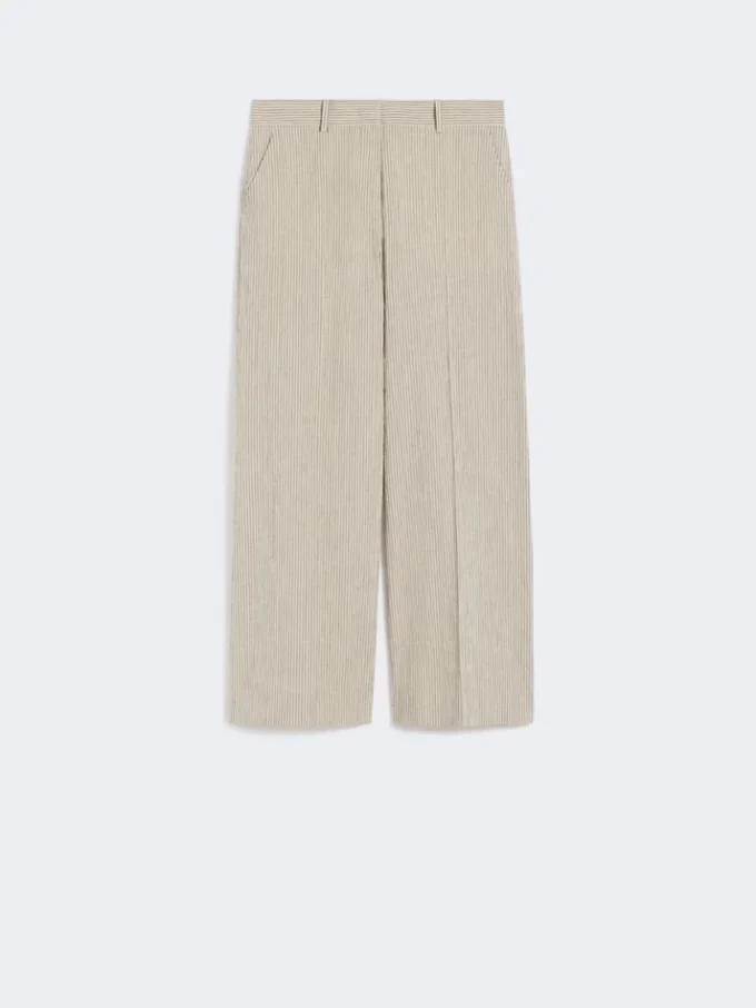 Pantalon en seersucker de coton et lin, couleur sable Pantalon en seersucker de coton et lin, couleur sable