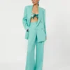 Pantalon en sergé de lin à chevrons, couleur aqua Pantalon en sergé de lin à chevrons, couleur aqua