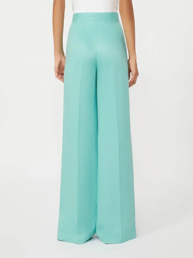 Pantalon en sergé de lin à chevrons, couleur aqua Pantalon en sergé de lin à chevrons, couleur aqua