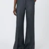 Pantalon en sergé de lin à chevrons, gris moyen Pantalon en sergé de lin à chevrons, gris moyen