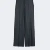 Pantalon en sergé de lin à chevrons, gris moyen Pantalon en sergé de lin à chevrons, gris moyen
