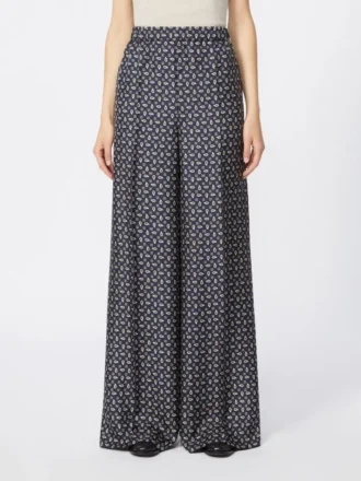 Pantalon en soie imprimée, bleu outremer