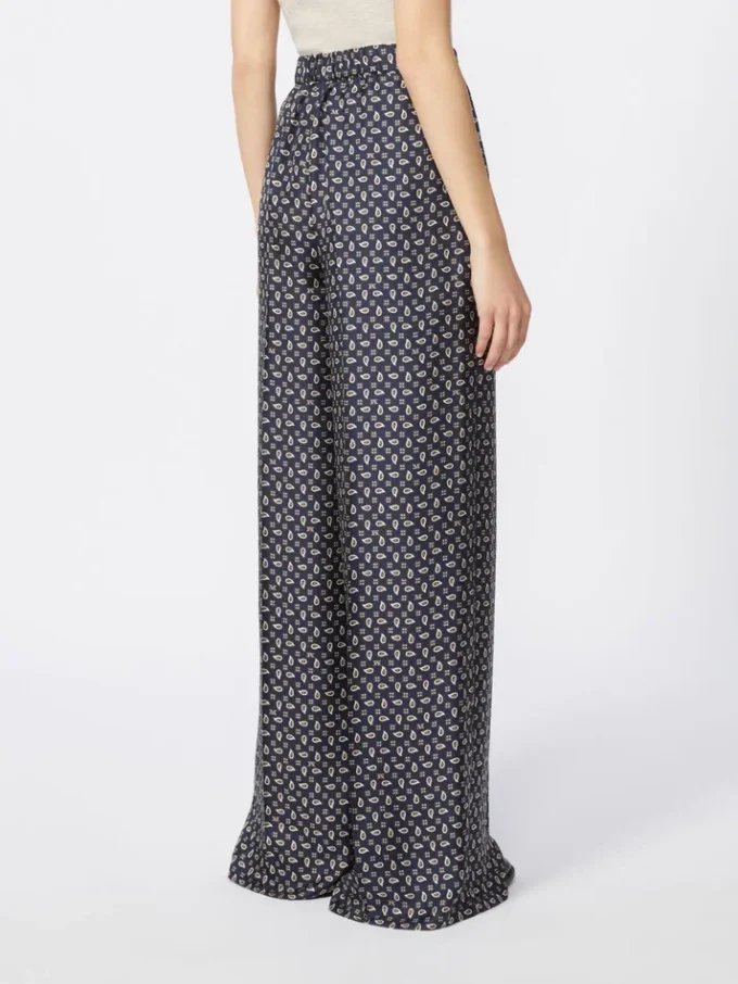 Pantalon en soie imprimée, bleu outremer Pantalon en soie imprimée, bleu outremer