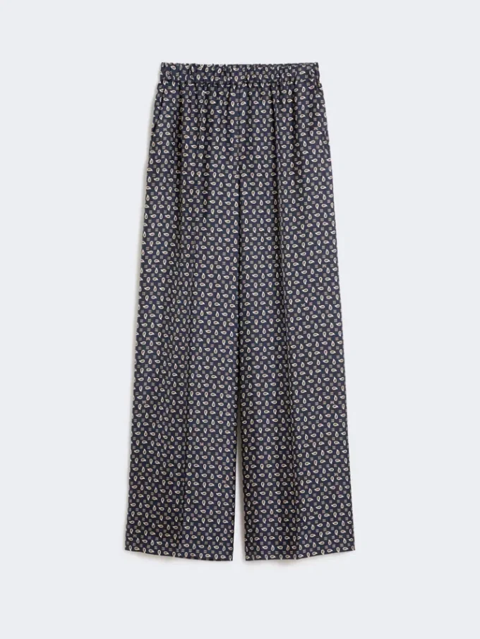 Pantalon en soie imprimée, bleu outremer Pantalon en soie imprimée, bleu outremer