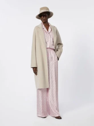 Pantalon en soie imprimée, rose