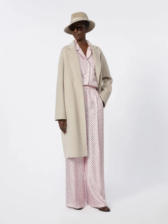 Pantalon en soie imprimée, rose