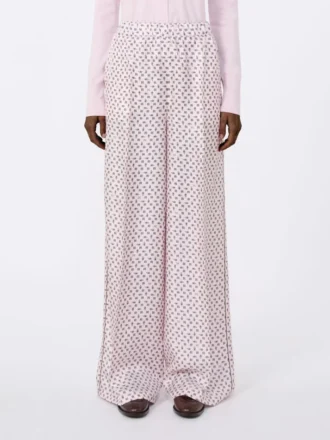 Pantalon en soie imprimée, rose
