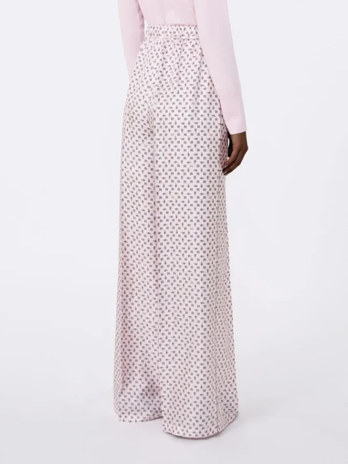 Pantalon en soie imprimée, rose