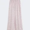 Pantalon en soie imprimée, rose