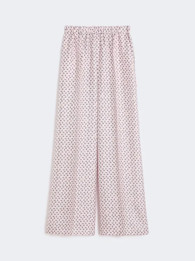 Pantalon en soie imprimée, rose