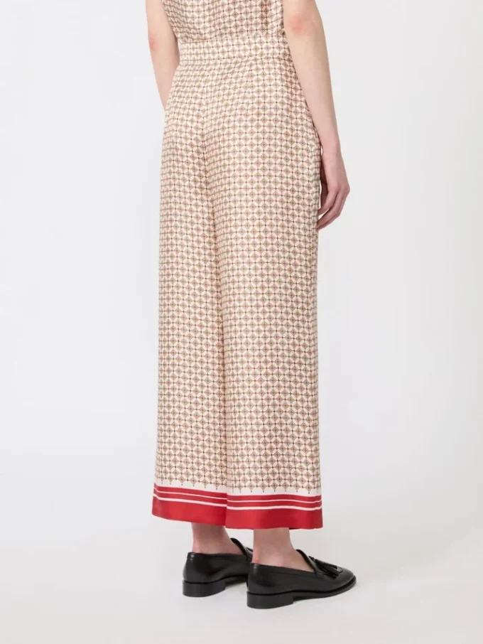Pantalon en soie imprimée, rouge Pantalon en soie imprimée, rouge