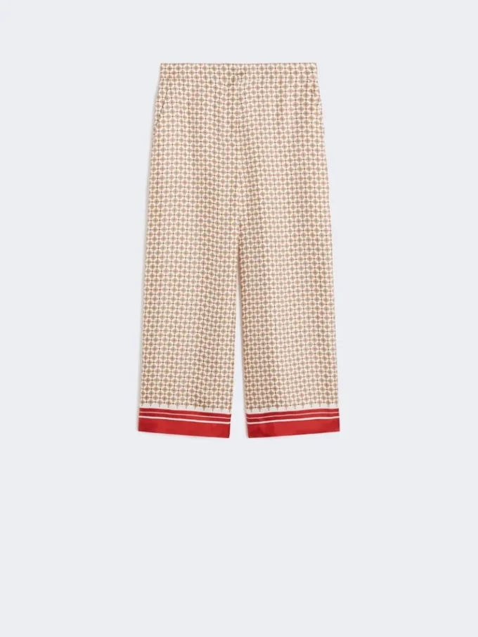 Pantalon en soie imprimée, rouge Pantalon en soie imprimée, rouge