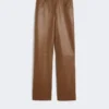Pantalon en tissu enduit, couleur tabac