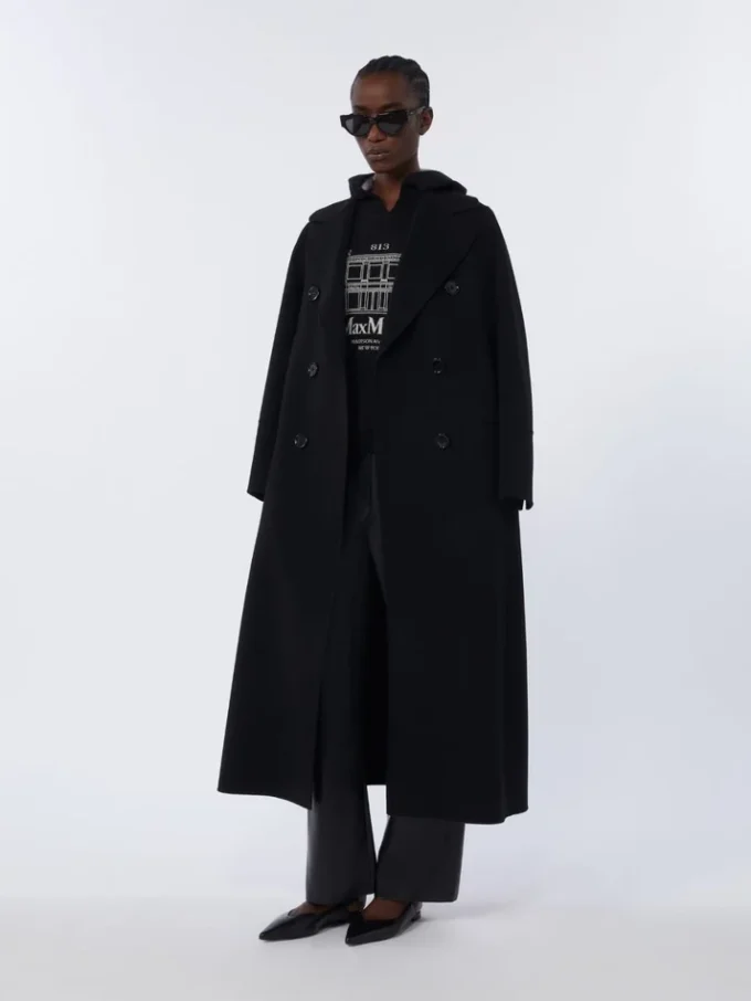 Pantalon en tissu enduit, noir Pantalon en tissu enduit, noir