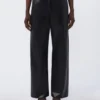 Pantalon en tissu enduit, noir Pantalon en tissu enduit, noir
