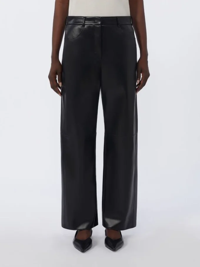 Pantalon en tissu enduit, noir Pantalon en tissu enduit, noir