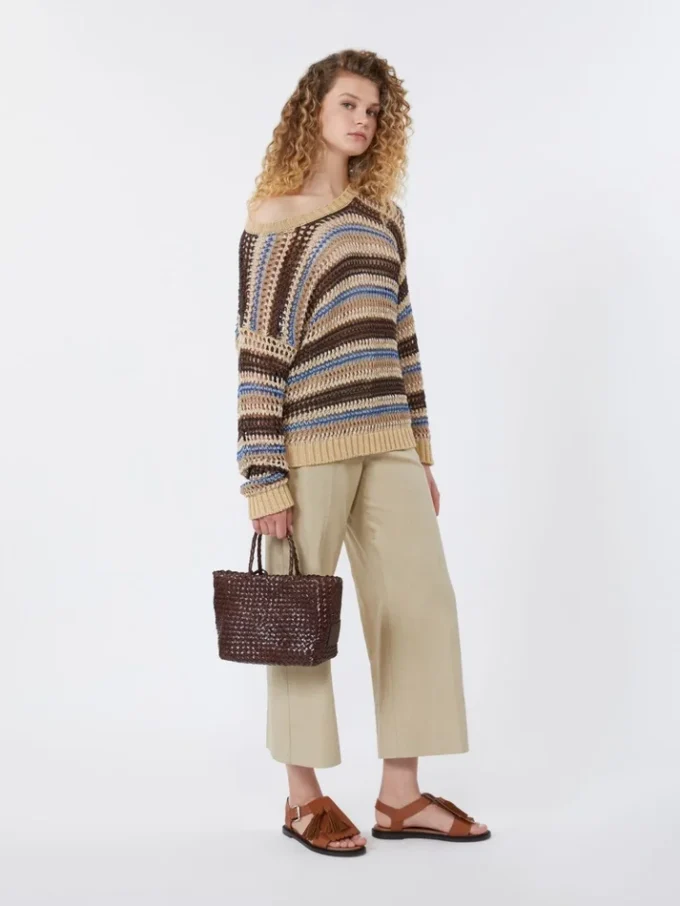 Pantalon en toile de coton et lin, couleur sable Pantalon en toile de coton et lin, couleur sable