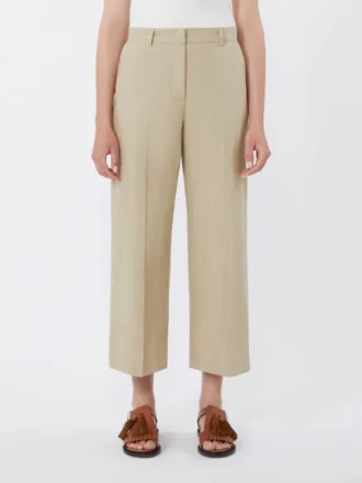 Pantalon en toile de coton et lin, couleur sable