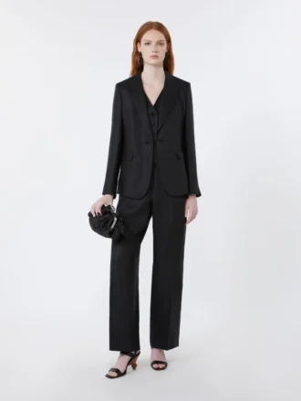 Blazer en toile de lin, noir