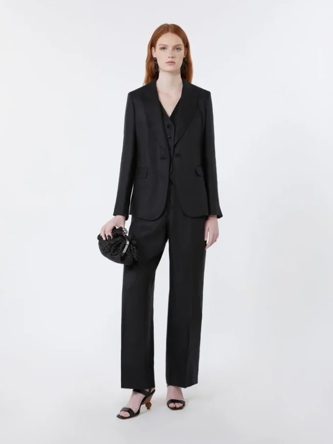 Blazer en toile de lin, noir Blazer en toile de lin, noir
