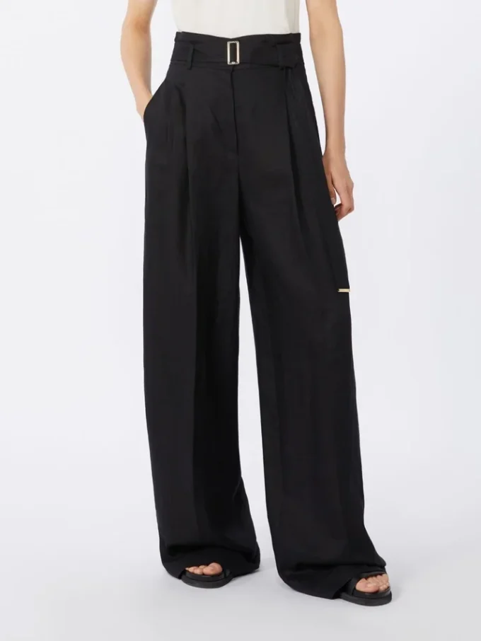 Pantalon en toile de lin, noir Pantalon en toile de lin, noir