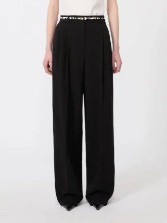 Pantalon fluide en cady, noir