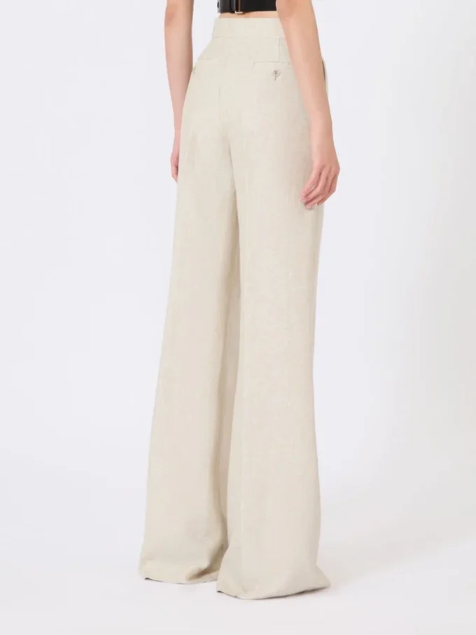 Pantalon à jambes larges en drill de lin, couleur sable Pantalon à jambes larges en drill de lin, couleur sable
