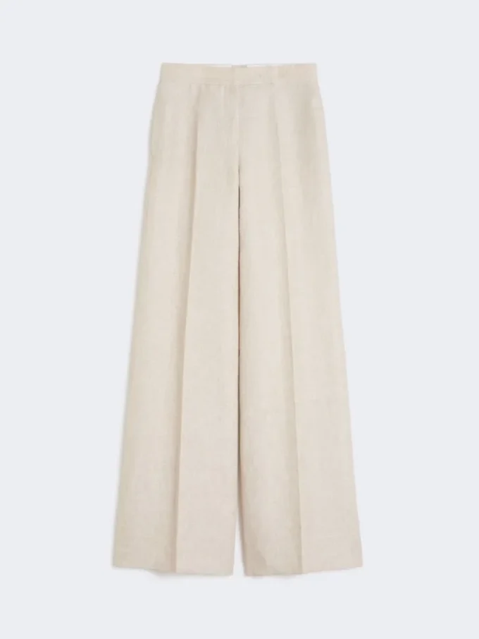 Pantalon à jambes larges en drill de lin, couleur sable Pantalon à jambes larges en drill de lin, couleur sable