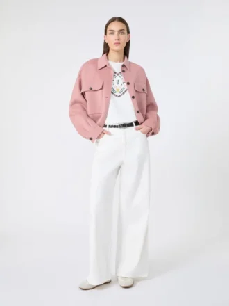 Pantalon large en coton drill, blanc