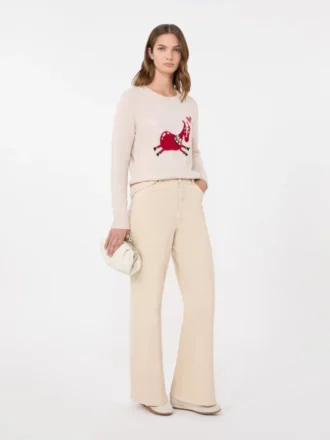 Pantalon large en coton drill, couleur sable