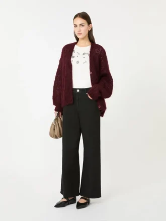 Pantalon large en coton drill, noir