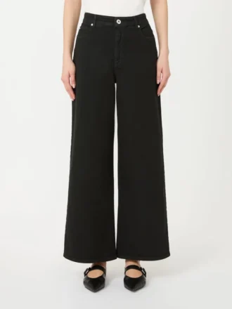 Pantalon large en coton drill, noir