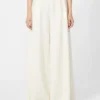 Pantalon large en laine et soie