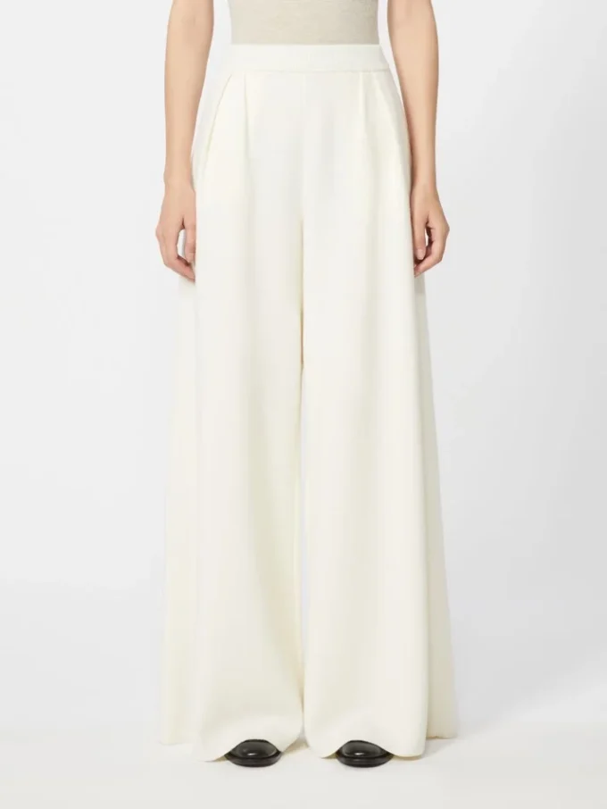Pantalon large en laine et soie
