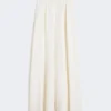 Pantalon large en laine et soie