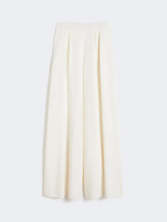 Pantalon large en laine et soie