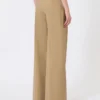 Pantalon large en popeline de laine et de soie, couleur camel Pantalon large en popeline de laine et de soie, couleur camel