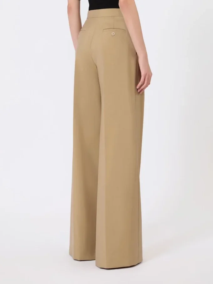 Pantalon large en popeline de laine et de soie, couleur camel Pantalon large en popeline de laine et de soie, couleur camel