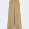 Pantalon large en popeline de laine et de soie, couleur camel Pantalon large en popeline de laine et de soie, couleur camel