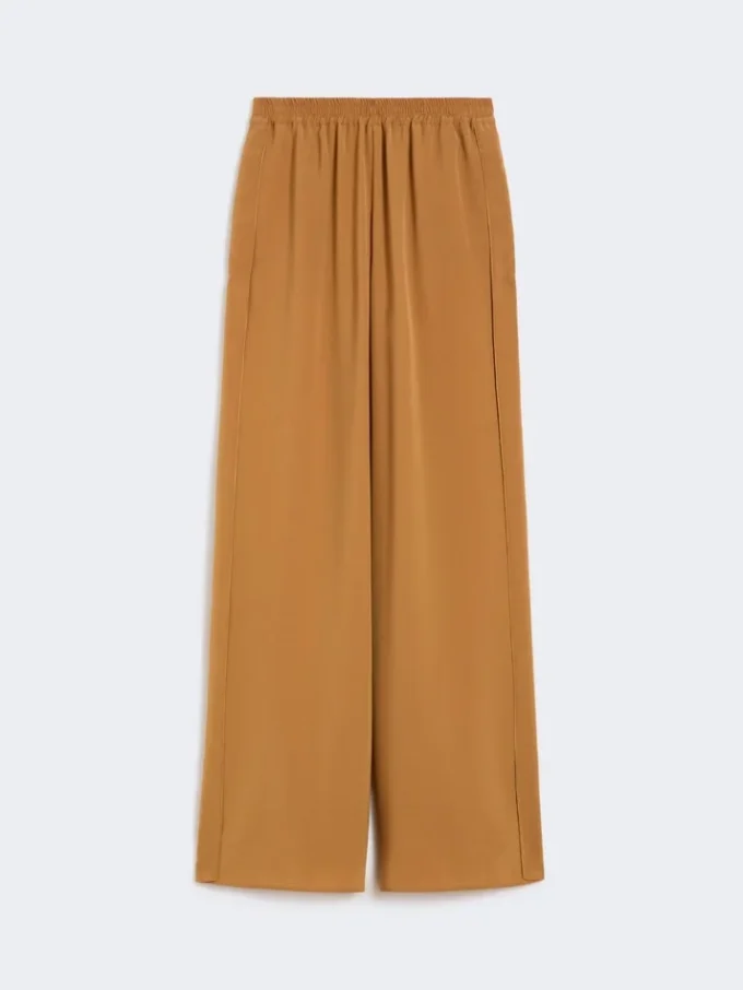 – Pantalon large en satin envers, couleur caramel – Pantalon large en satin envers, couleur caramel