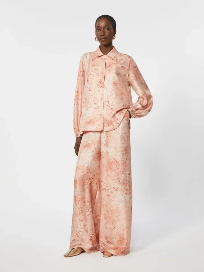 Chemise en soie imprimée, rose