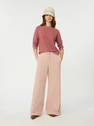 Pantalon large en toile de coton, rose