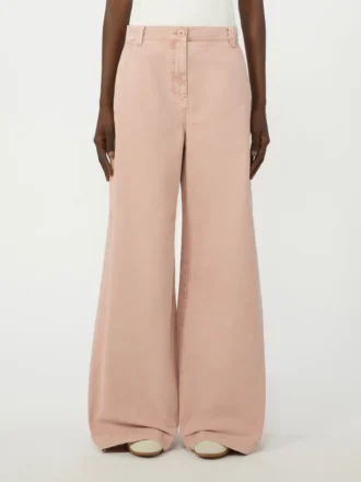 Pantalon large en toile de coton, rose