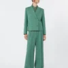 Pantalon large en viscose et lin, vert Pantalon large en viscose et lin, vert