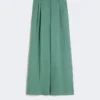 Pantalon large en viscose et lin, vert Pantalon large en viscose et lin, vert