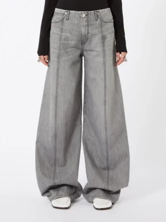 Pantalon oversize en denim noir, noir