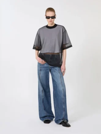 Pantalon oversize à taille basse, bleu nuit