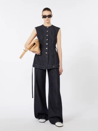Pantalon oversize à taille basse, bleu nuit